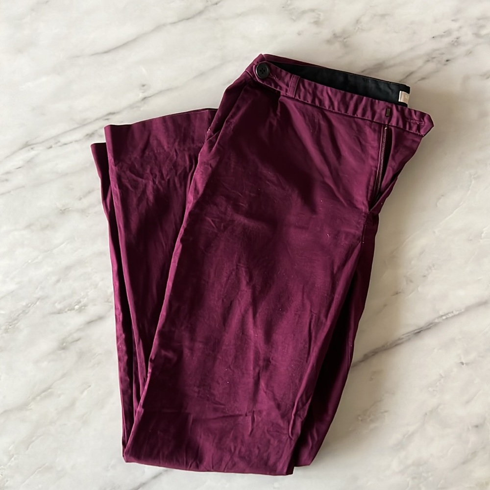 Burgundy straight mid waist pants